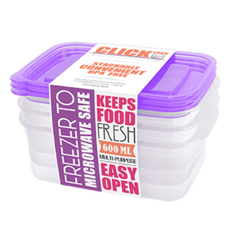 Food Container Set-600ml; 3Pcs, Violet 1