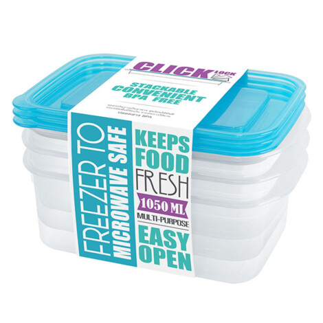 Food Container Set-1050ml; 3Pcs, Blue 1