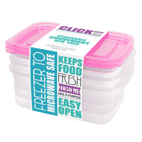 Food Container Set-1050ml; 3Pcs, Pink 1