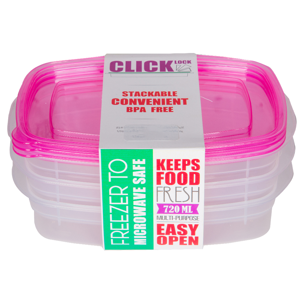 Food Container Set-720ml; 3Pcs, Pink 1