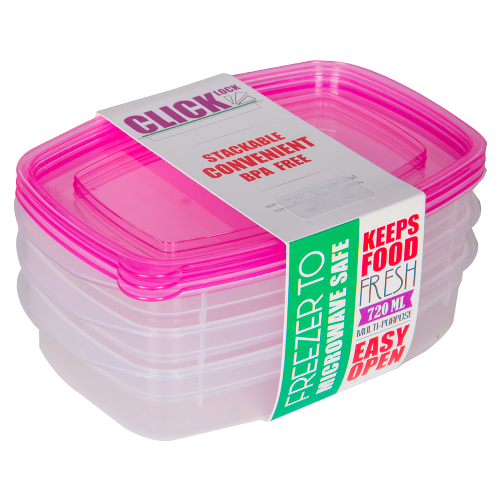 Food Container Set-720ml; 3Pcs, Pink