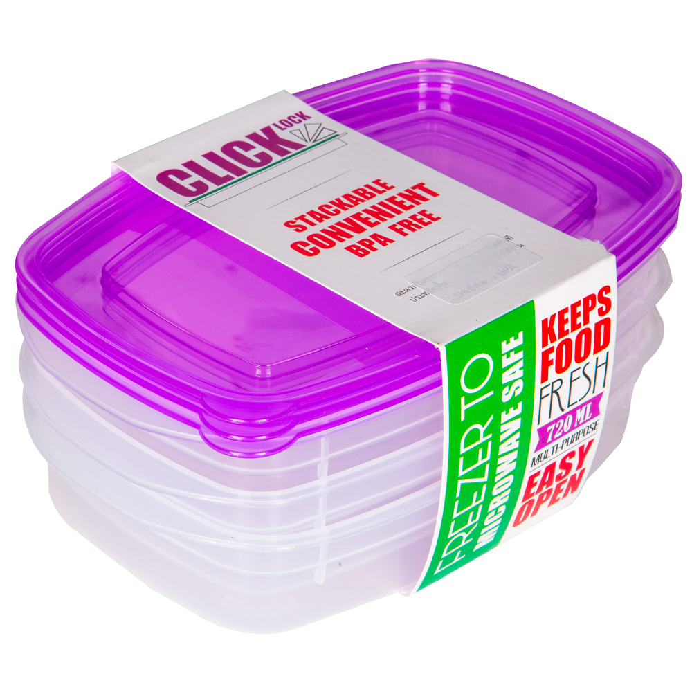 Food Container Set-720ml; 3Pcs, Violet
