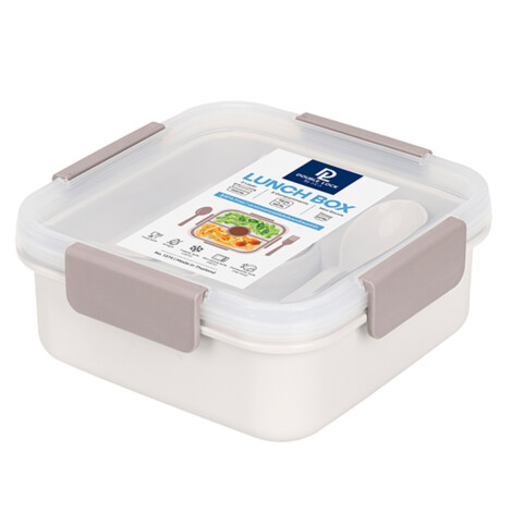 Double Lock Food Container With Sauce Cup; 1200ml, Beige 1
