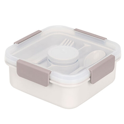 Double Lock Food Container With Sauce Cup; 1200ml, Beige