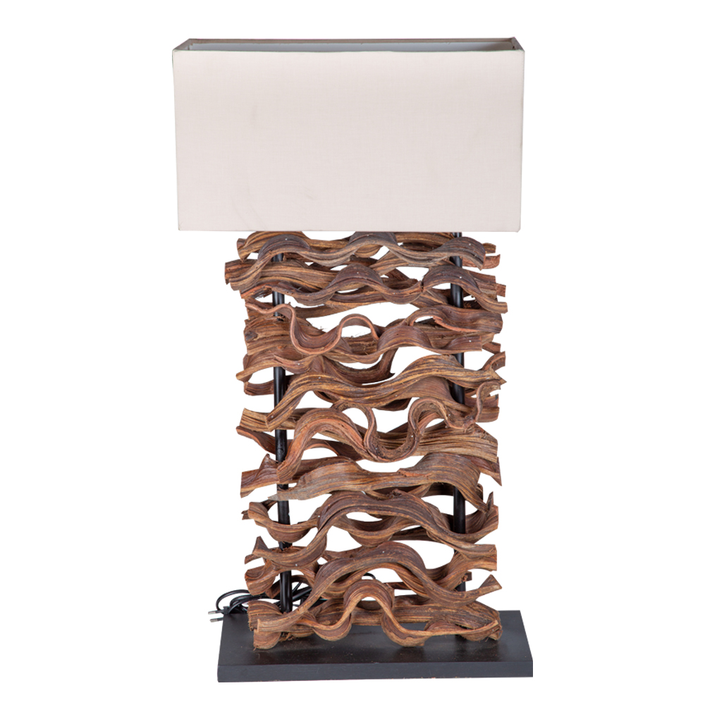 Wooden Table Lamp With Shade, Black/Mocca