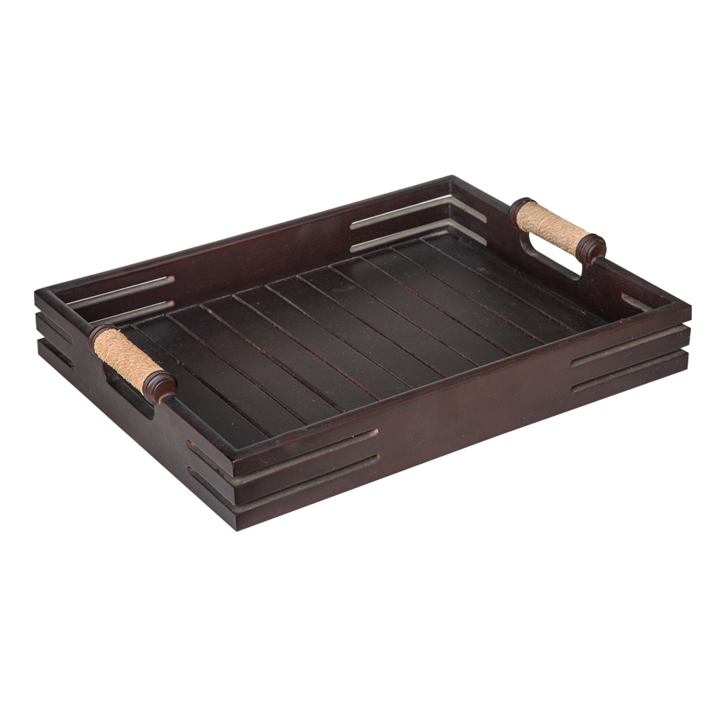 Wood Tray; Large, Dark Brown 1