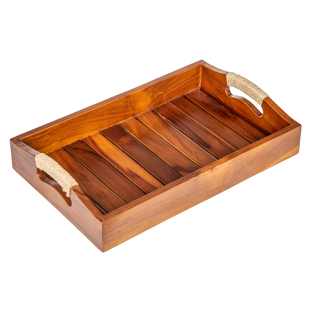 Wood Teak Tray; Medium 1