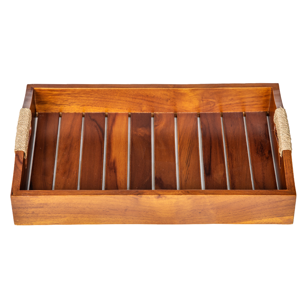 Wood Teak Tray; Medium