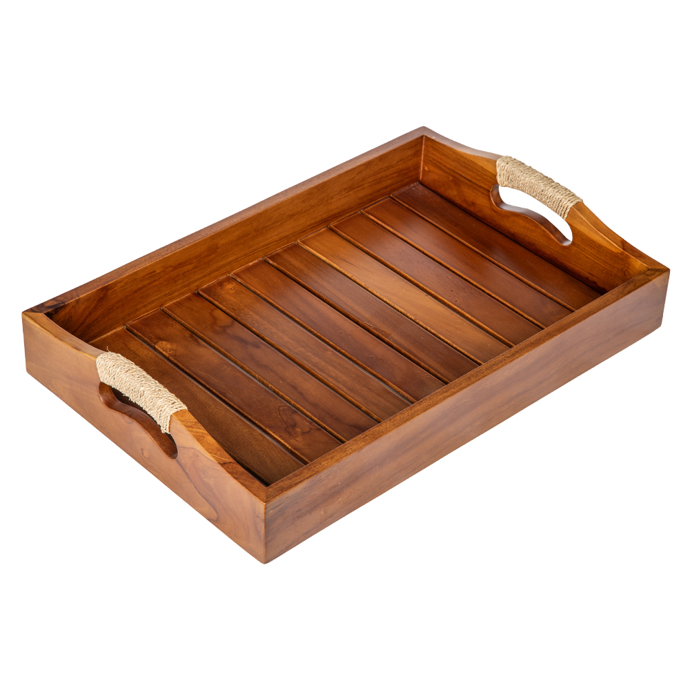 Wood Teak Tray; Large 1