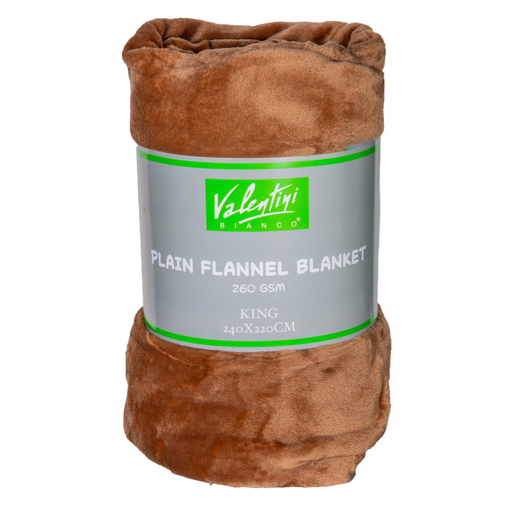 Flannel King Blanket- Plain; (220×240)cm, Taupe 1