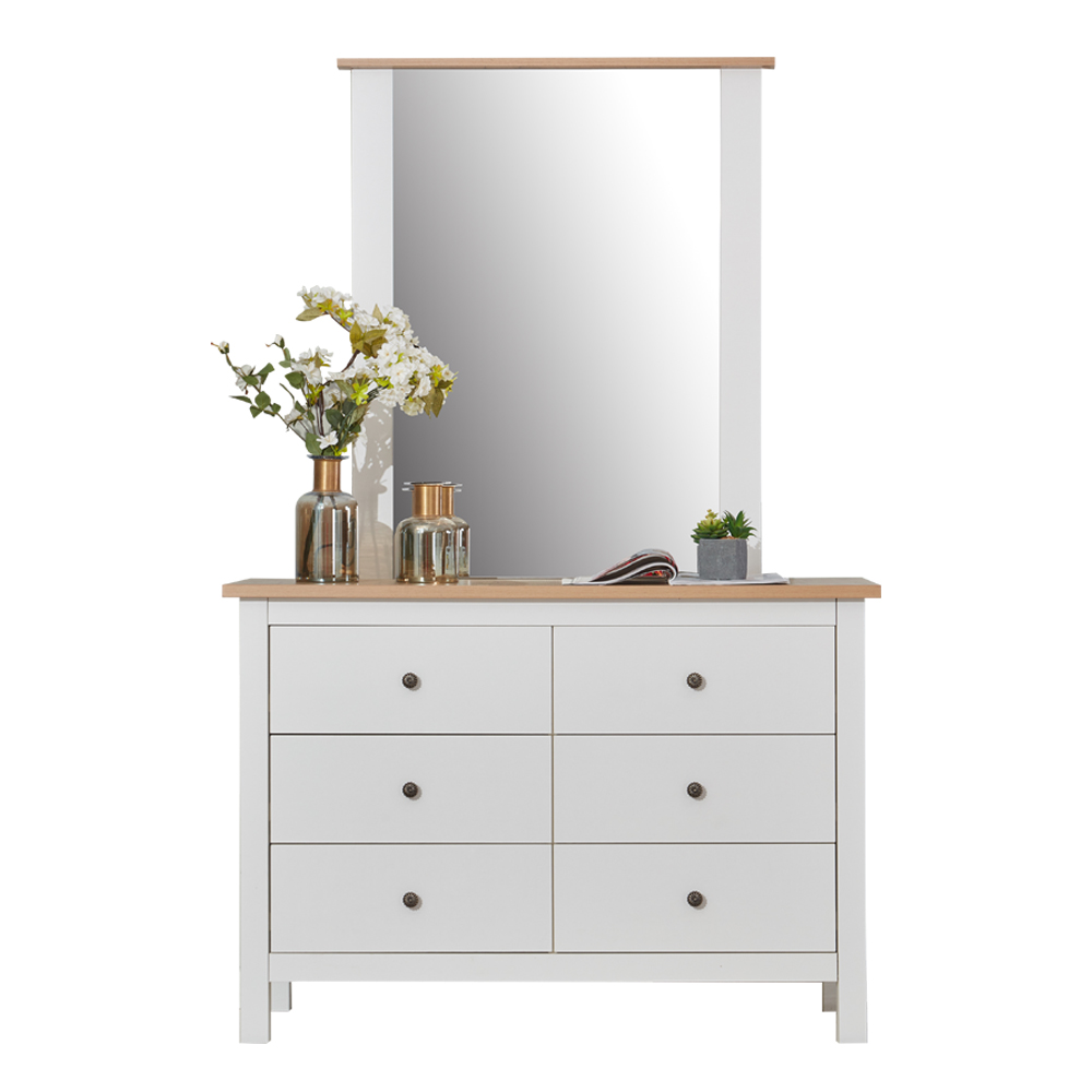 Dresser; (120x39x85)cm  + Mirror; ( 85x102x5)cm, Light Oak/White 1