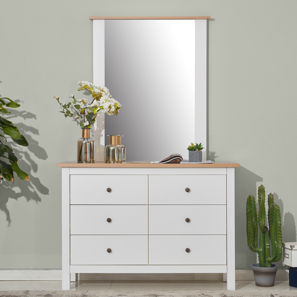 Dresser; (120x39x85)cm  + Mirror; ( 85x102x5)cm, Light Oak/White