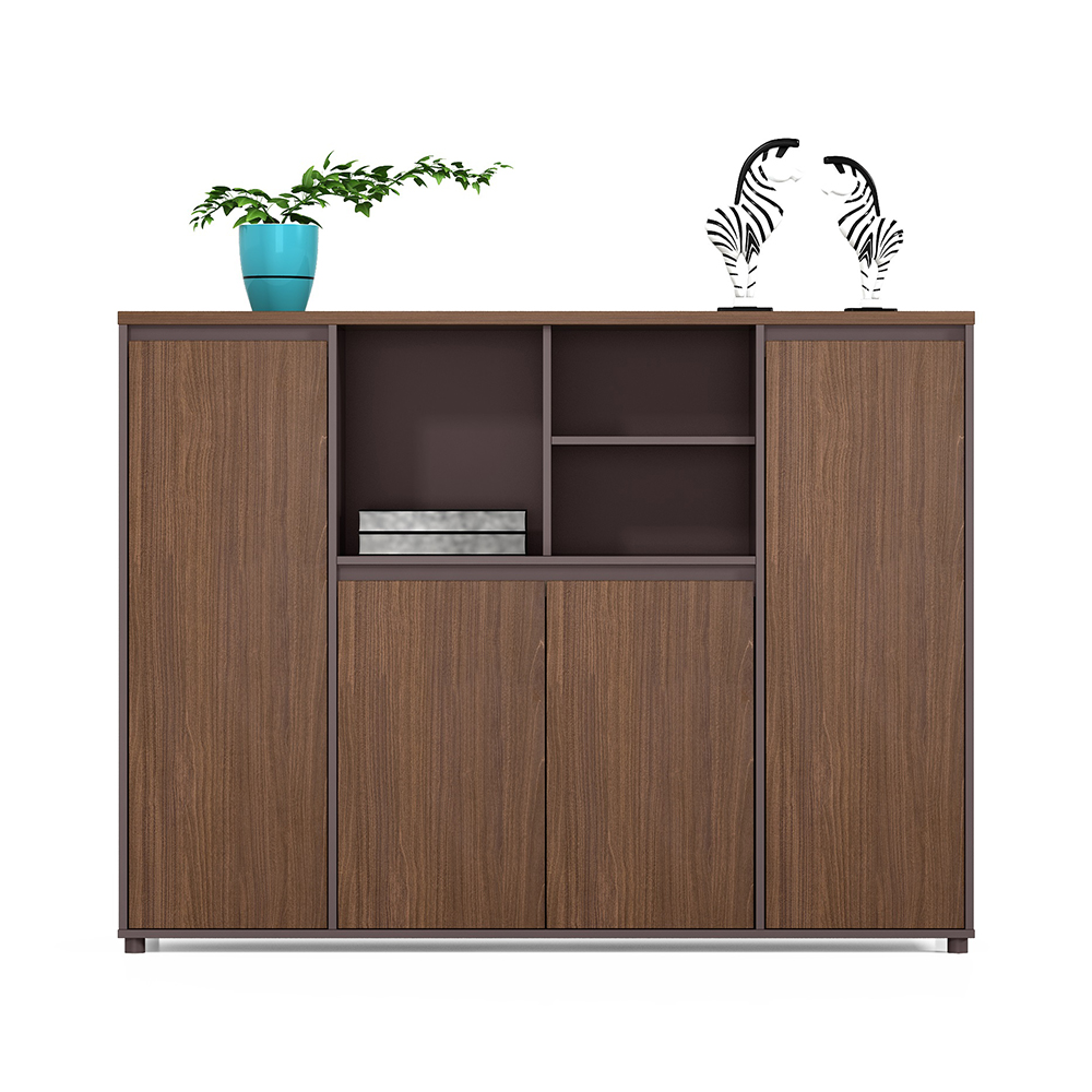 Office Filing Cabinet- 4 Doors; (160x40x120)cm, Brown Oak/Brown 1