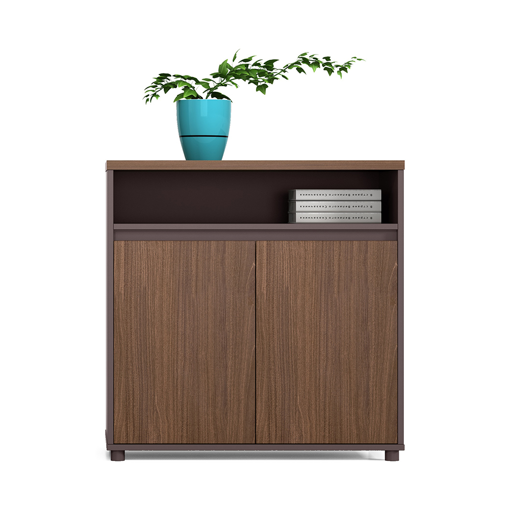 Office Filing Cabinet-Credenza- 2 Doors; (80x40x80)cm, Brown Oak/Brown 1