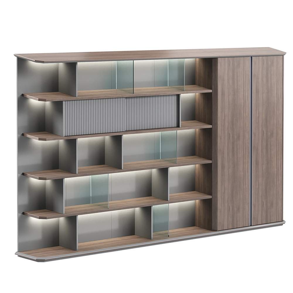 Office Filing Cabinet With LED Lights; (280x40x200)cm, Pari Walnut/A