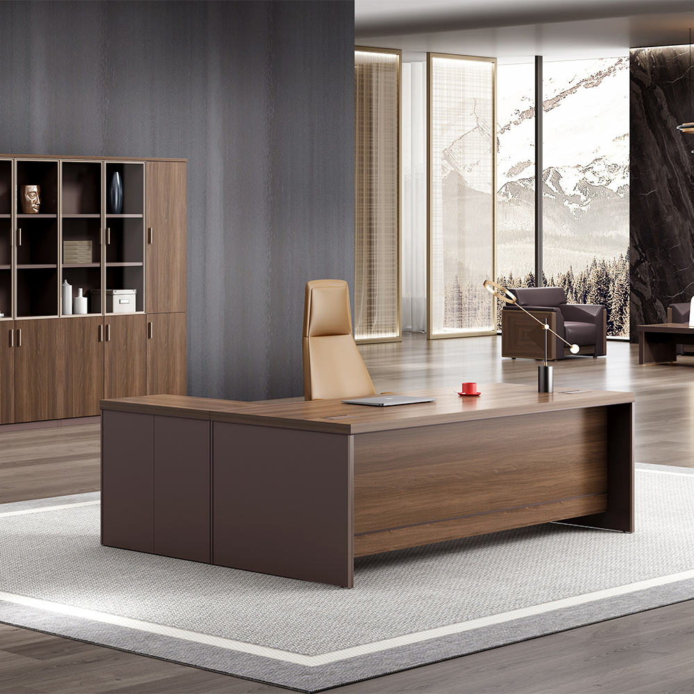 Office Desk + Mobile Side Return + Pedestal; (200x90x75)cm, Brown Oak/Brown