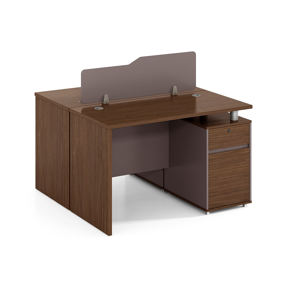 2-Way Work Station With Fixed Pedestals; (120x120x75)cm, Brown Oak/Brown 1