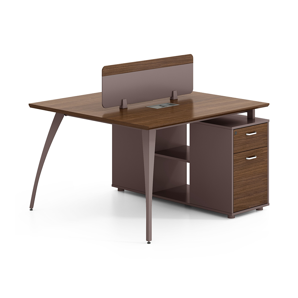 2-Way Work Station With Fixed Pedestals; (120x120x75)cm, Brown Oak/Brown 1