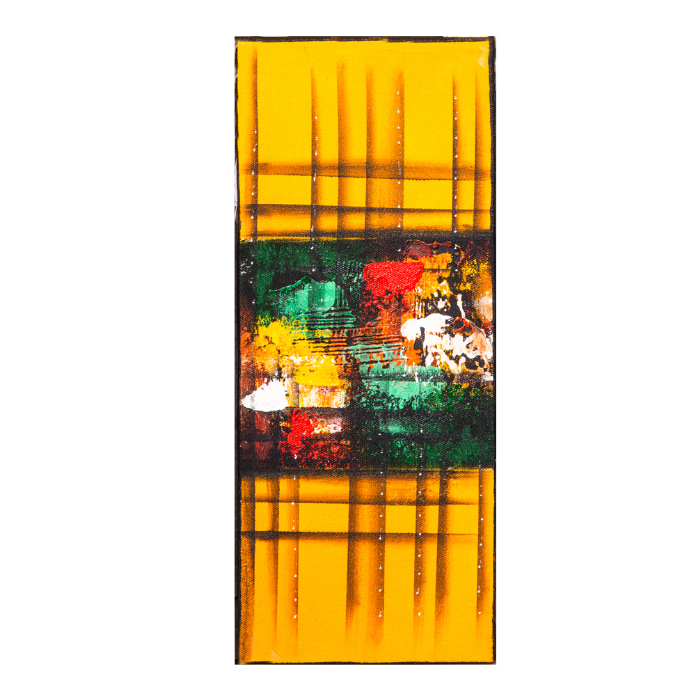 Oil Painting: Abstract; (20x50x2)cm, Yellow 1