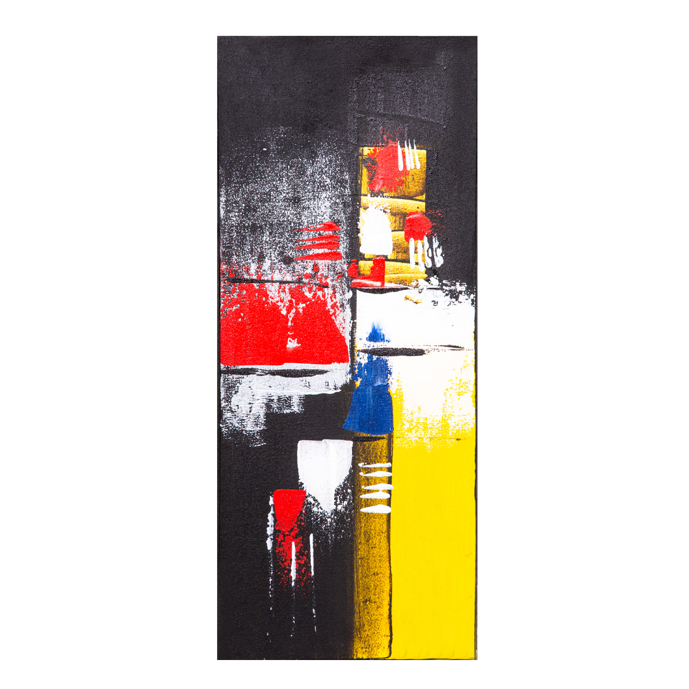 Oil Painting: Abstract; (20x50x2)cm, Black/Yellow/Red 1