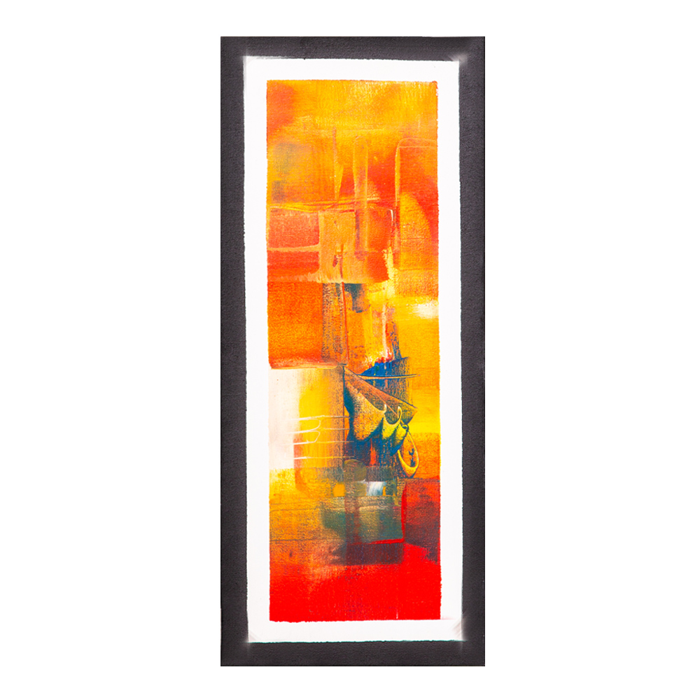 Oil Painting: Abstract; (20x50x2)cm, Orange/Red 1