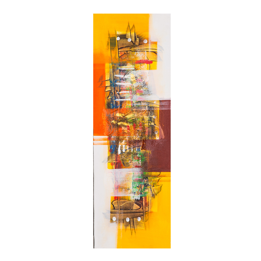 Oil Painting: Abstract; (30x90x3)cm, Yellow/Orange/Maroon 1