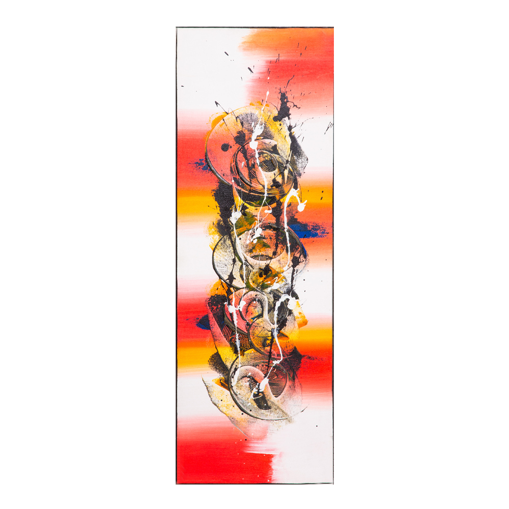 Oil Painting: Abstract; (30x90x3)cm, Red/Yellow 1