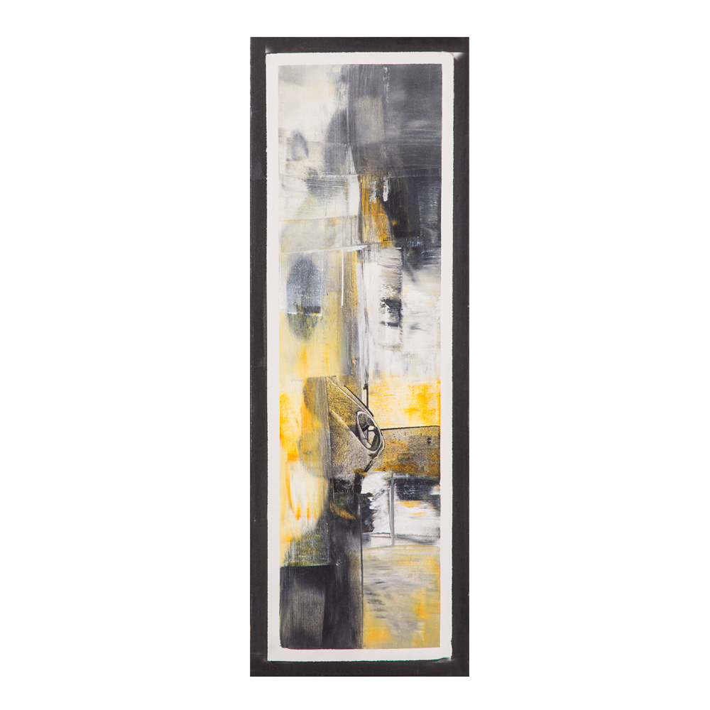 Oil Painting: Abstract; (30x90x3)cm, Grey/Yellow 1