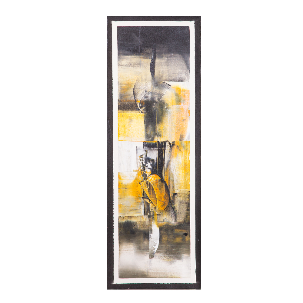 Oil Painting: Abstract; (30x90x3)cm, Dark Blue/Yellow 1