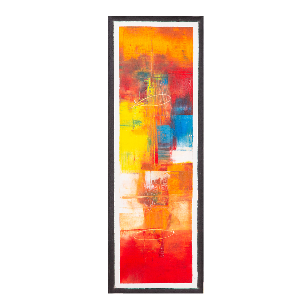 Oil Painting: Abstract; (30x90x3)cm, Orange/Red 1