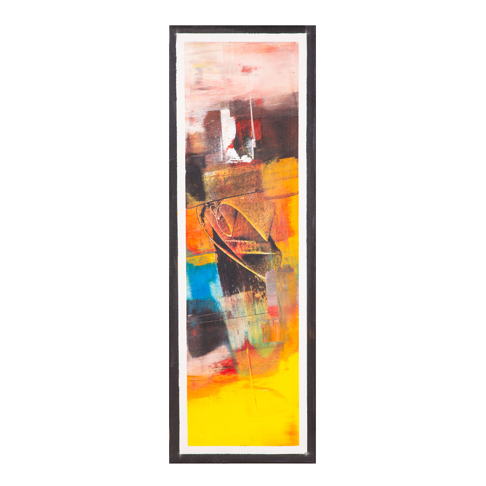 Oil Painting: Abstract; (30x90x3)cm, Yellow/Pink/Brown 1