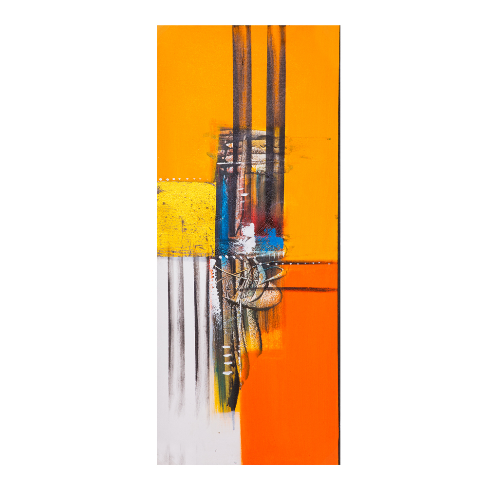 Oil Painting: Abstract; (40x100x3)cm, Yellow/Orange 1