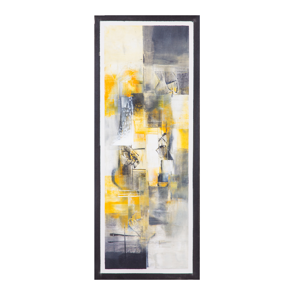 Oil Painting: Abstract; (40x100x3)cm, Dark Blue/Yellow 1