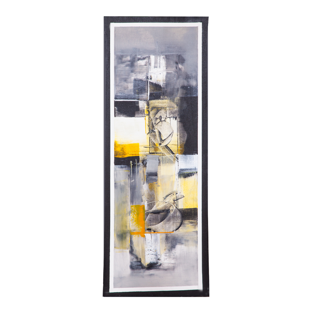 Oil Painting: Abstract; (45x120x4)cm, Cool Grey 1