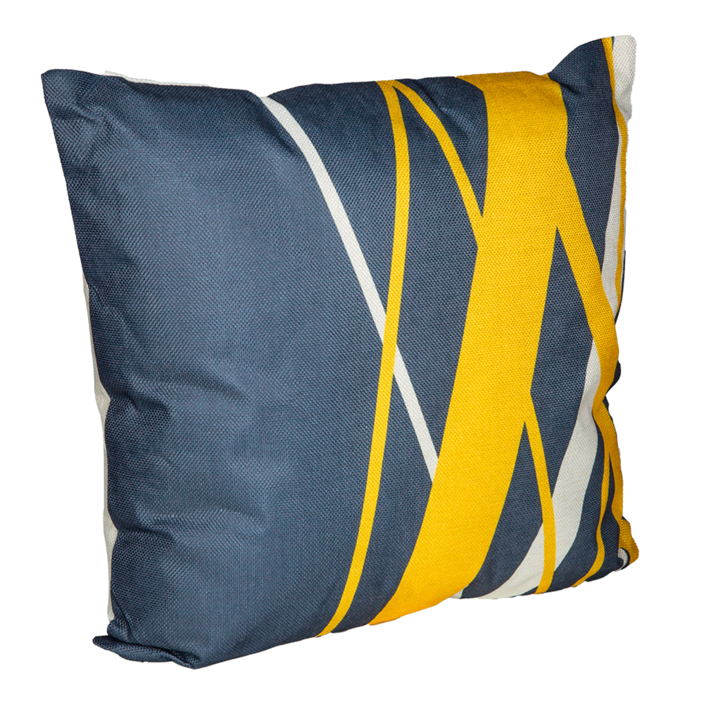 Outdoor Pillow; (45x45)cm, Yellow/Navy Blue