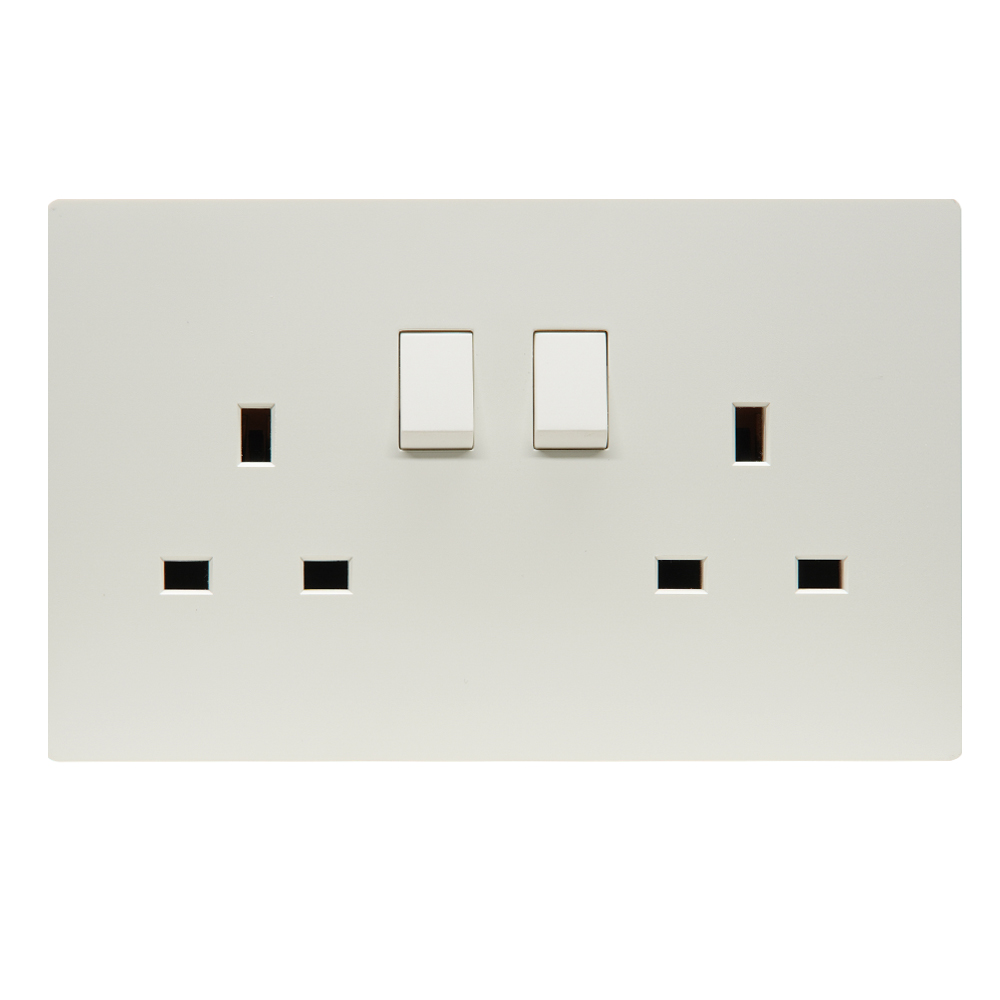 Domus: Twin 13A Switched Socket; 250V, White 1