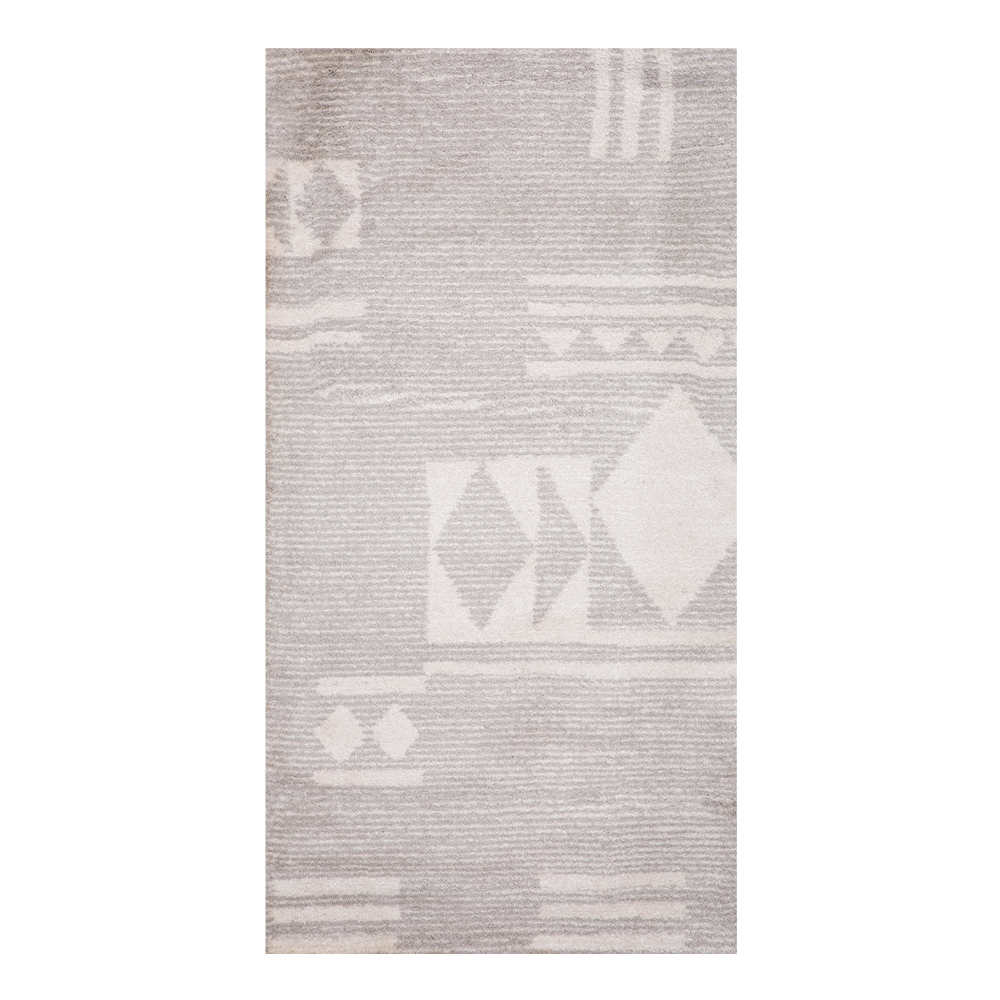Balta: Moon Modern Moroccan Pattern Carpet Rug; (80×150)cm, Grey/White 1