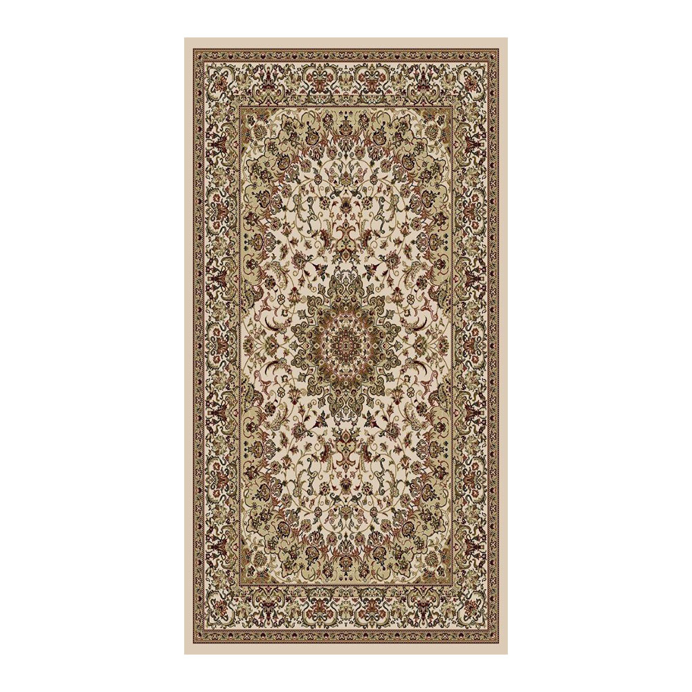Dilek: Dilber Persian Bordered Floral Carpet Rug; (200×290)cm, Beige/Green 1