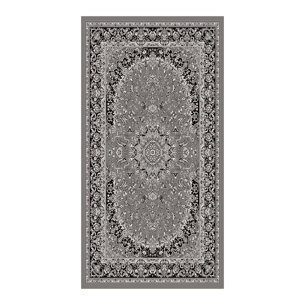 Dilek: Dilber Traditional Bordered Floral Carpet Rug; (200×290)cm, Grey/Black 1
