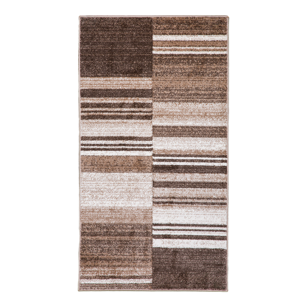 Grand: Colorful Faery 2500 Abstract Striped Pattern Carpet Rug; (80×150)cm, Brown/Cream 1