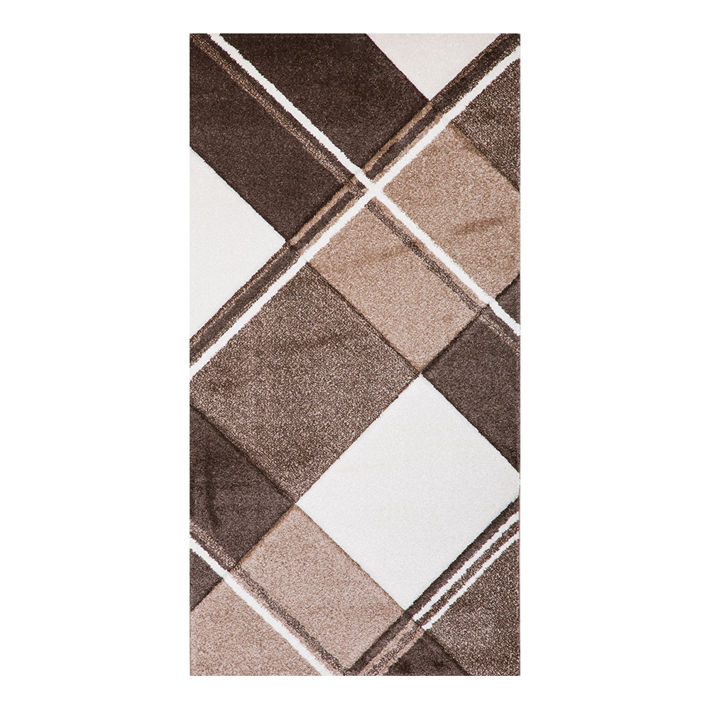 Grand: Colorful Faery 2500 Diamond Pattern Carpet Rug; (80×150)cm, Brown/White 1