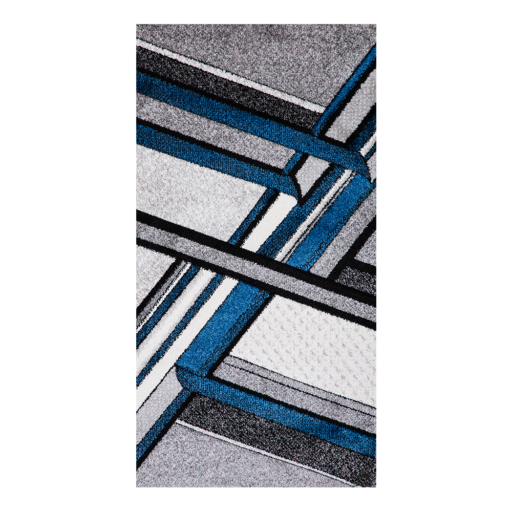 Grand: Colorful Faery 2500 Geometric Abstract Pattern Carpet Rug; (80×150)cm, Blue/Grey 1
