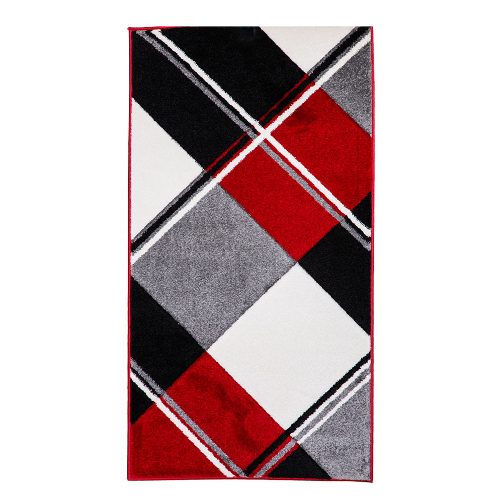 Grand: Colorful Faery 2500 Diamond Pattern Carpet Rug; (80×150)cm, Red/Grey 1