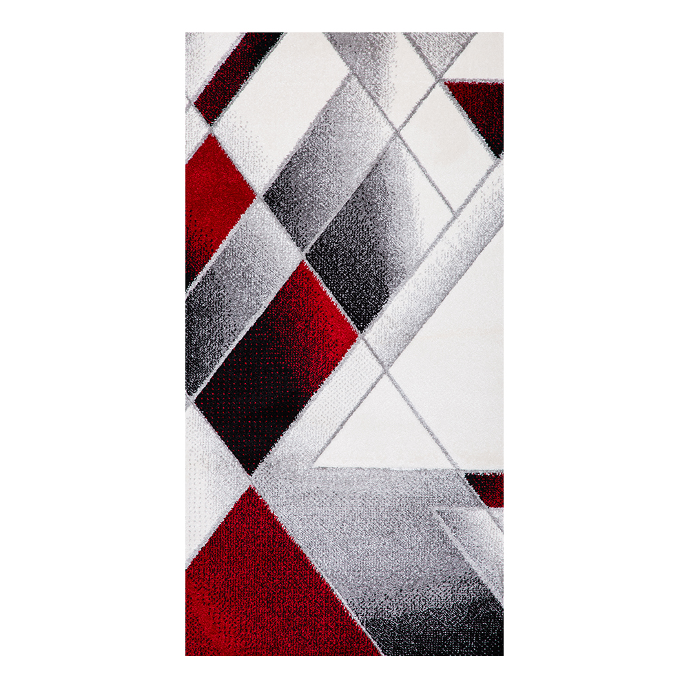 Grand: Colorful Faery 2500 Geometric Abstract Pattern Carpet Rug; (160×230)cm, Red/Grey 1