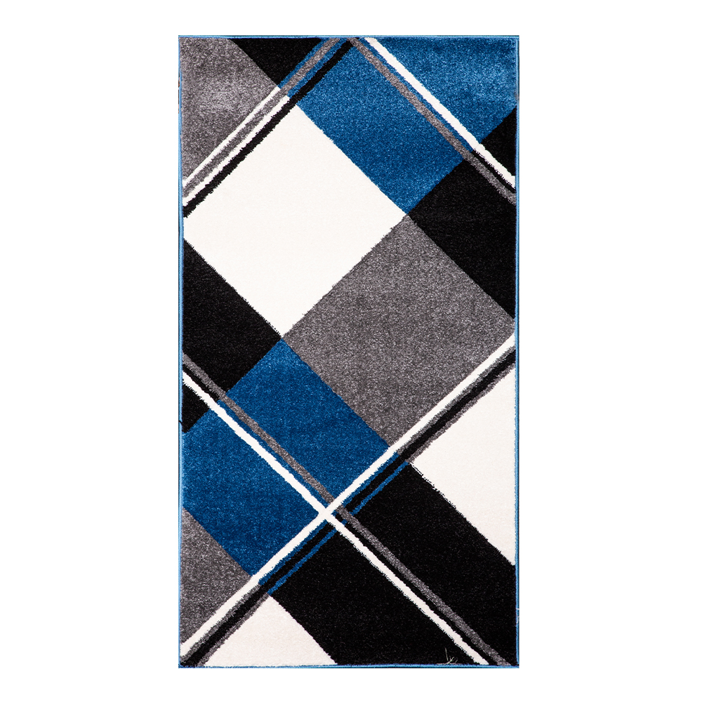 Grand: Colorful Faery 2500 Diamond Pattern Carpet Rug; (160×230)cm, Blue/Grey/White 1
