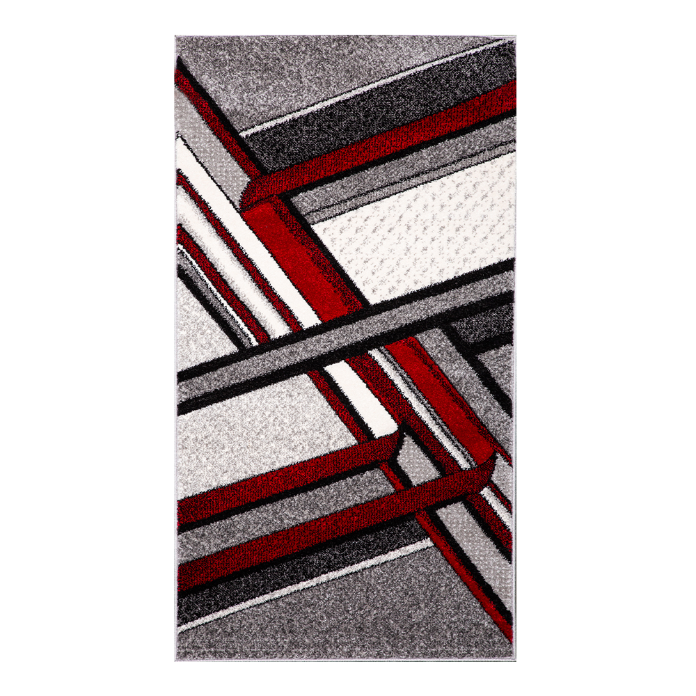 Grand: Colorful Faery 2500 Abstract Pattern Carpet Rug; (200×290)cm, Red/Grey 1