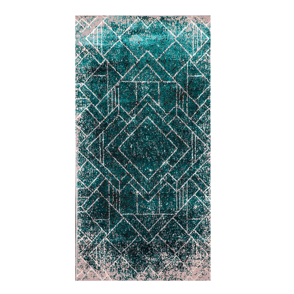 Grand: Safir Structural Pattern Carpet Rug; (80×150)cm,Grey/Green 1