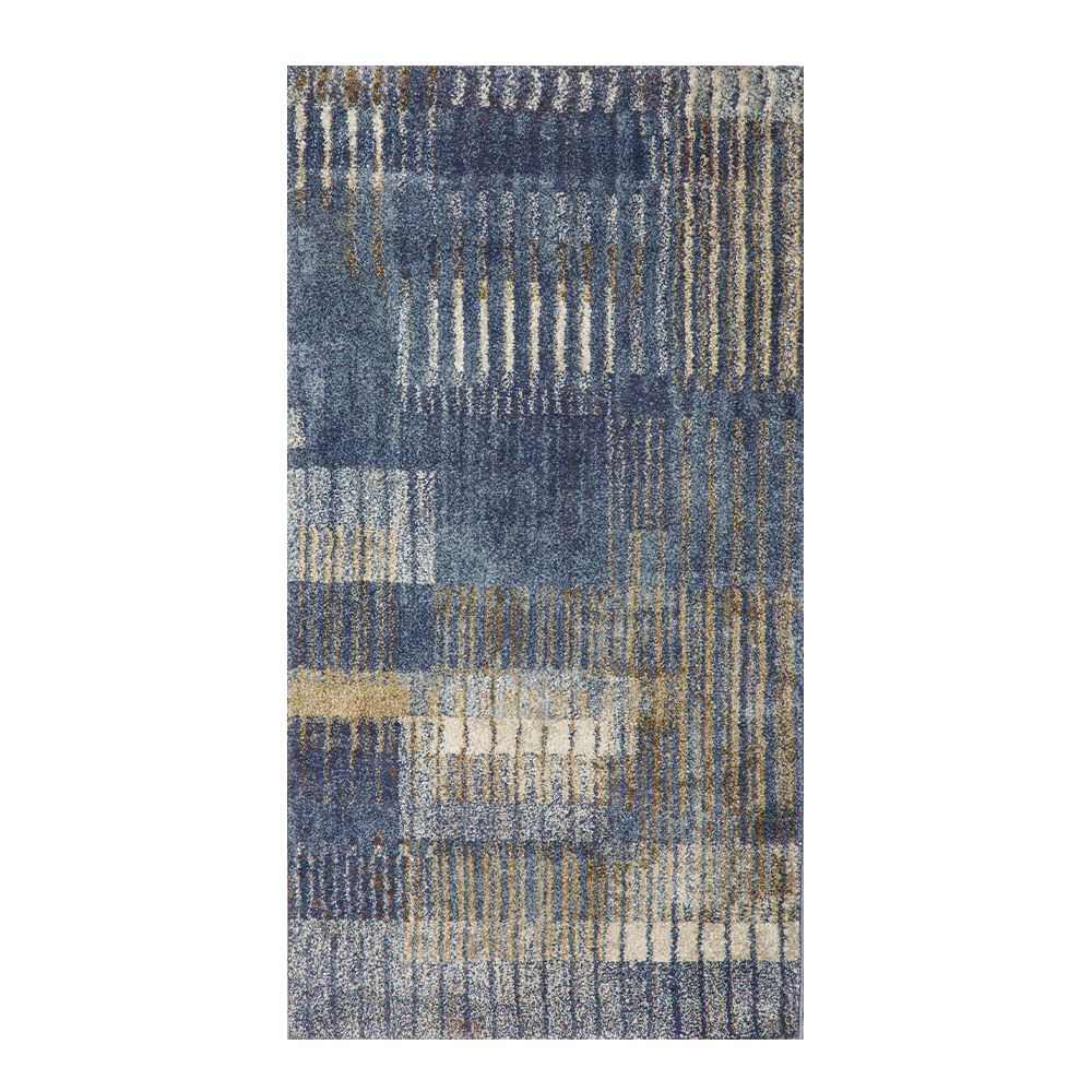 Oriental Weavers: Omnia  Striped Pattern Carpet Rug; (80×150)cm, Navy Blue/Gold 1