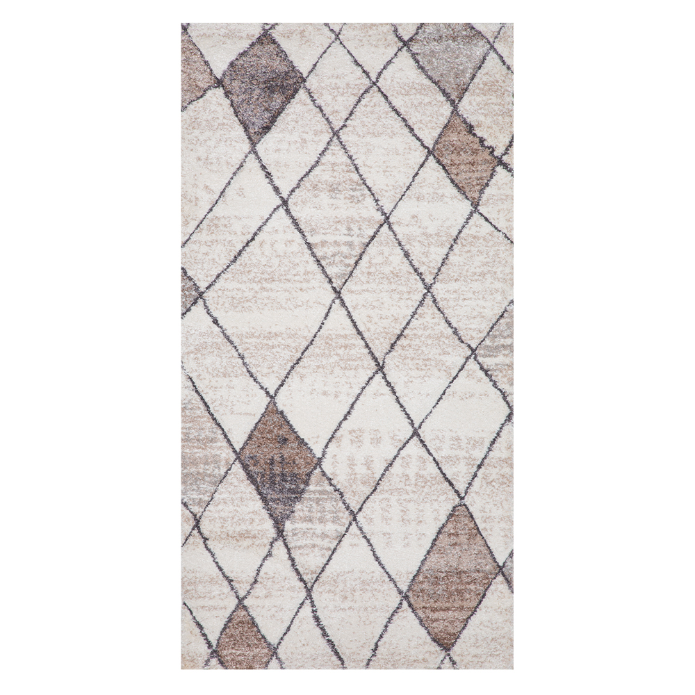 Oriental Weavers: Castro Curved DIamond Carpet Rug; (80×150)cm, Beige/brown 1