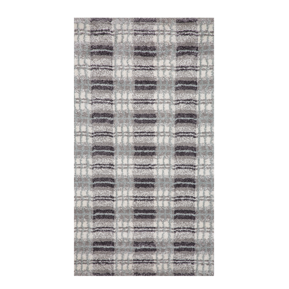 Oriental Weavers: Castro Curved Plaid Pattern Carpet Rug; (80x150cm),Grey 1